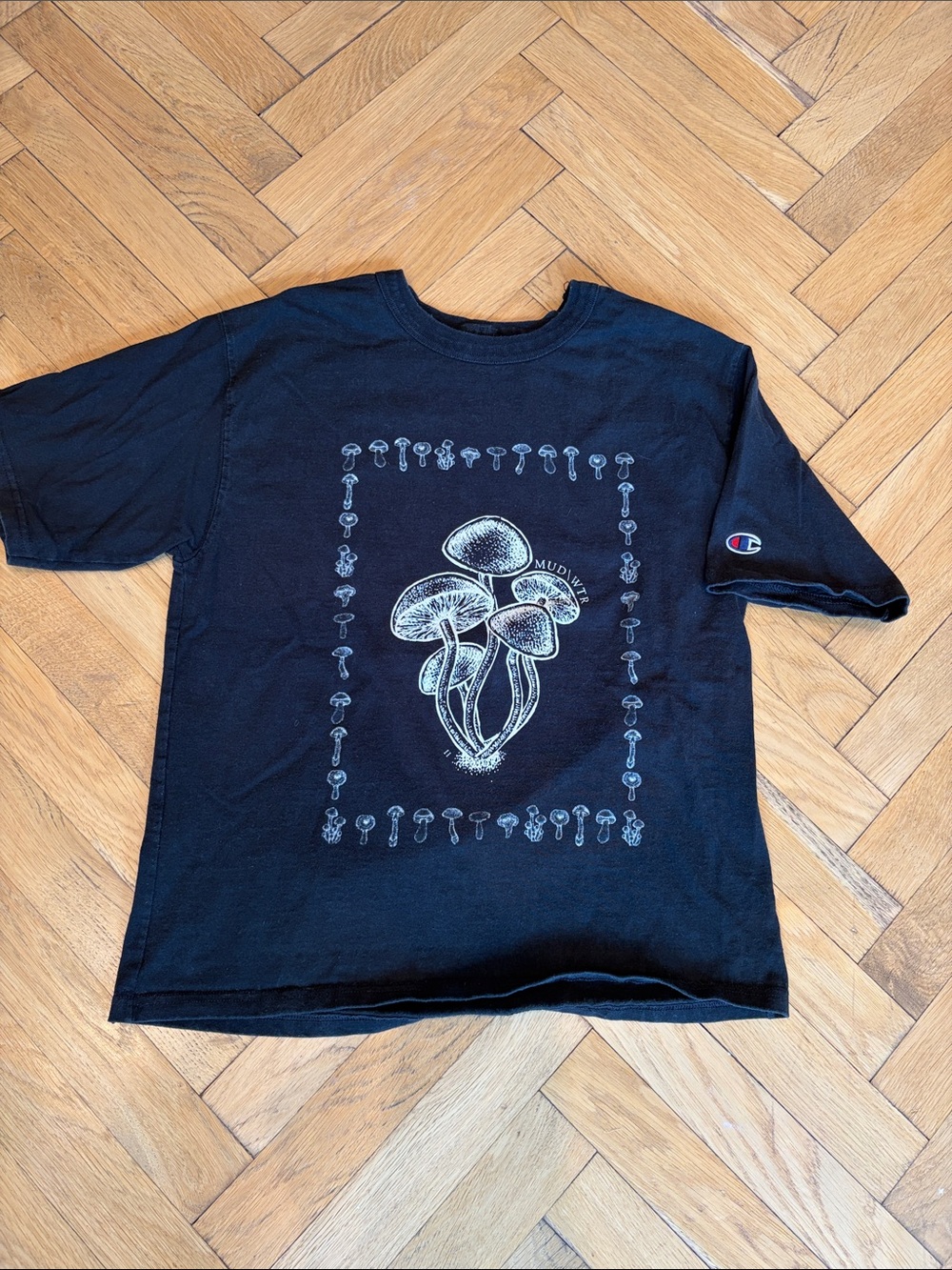 Champion Black Short-Sleeve Mushroom Graphic Tee